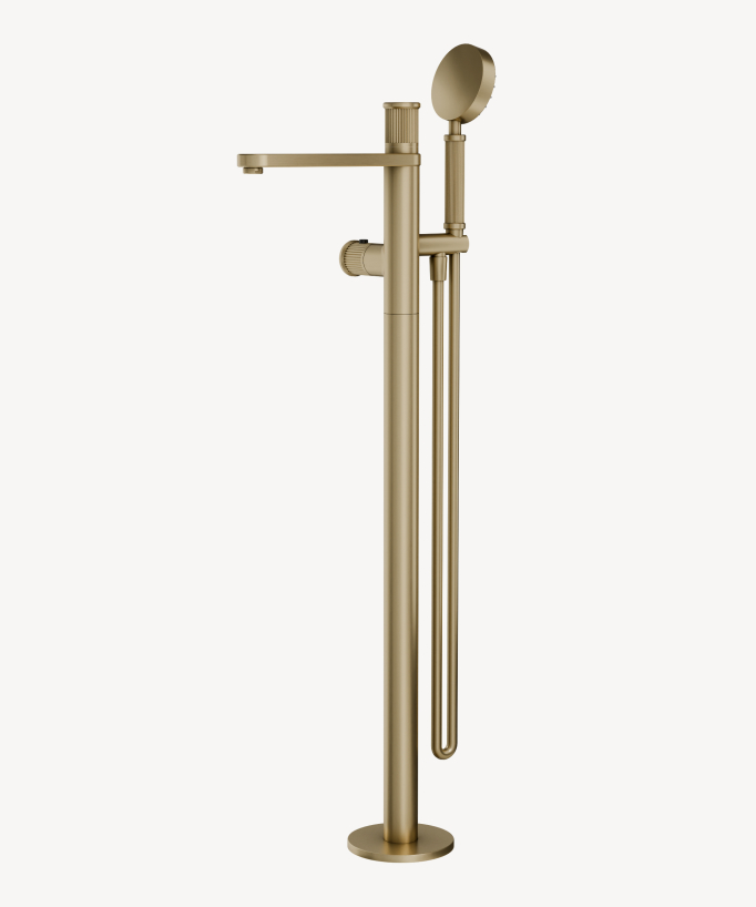 Freestanding Thermostatic Bath Mixer - Brushed Gold - Hera