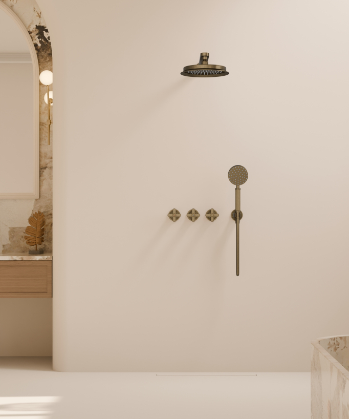 Concealed Shower Pack - Bronze - Mixer, Rain Shower Head & Hand Shower - Hera