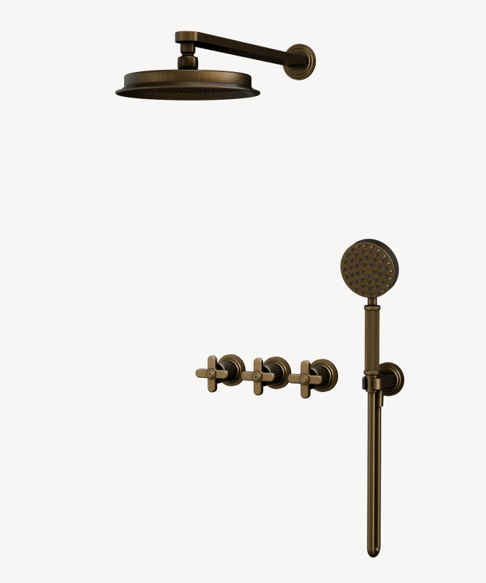 Concealed Shower Pack - Bronze - Mixer, Rain Shower Head & Hand Shower - Hera