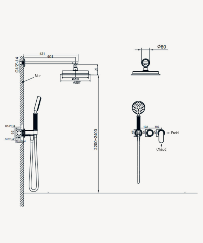 Concealed mixer shower column – Bronze – Hera