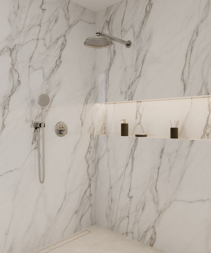 Concealed thermostatic shower column – Brushed Nickel – Hera