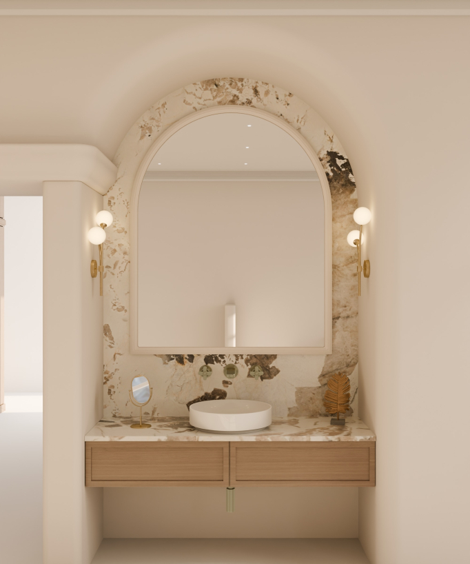 Wall-Mounted Basin Mixer, Brushed Gold - Hera