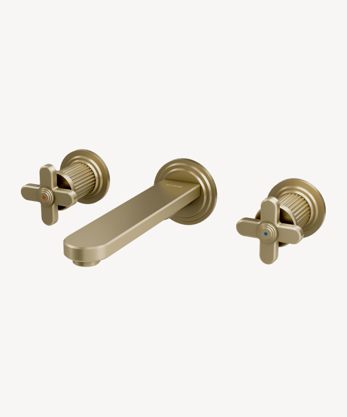 Wall-Mounted Basin Mixer, Brushed Gold - Hera