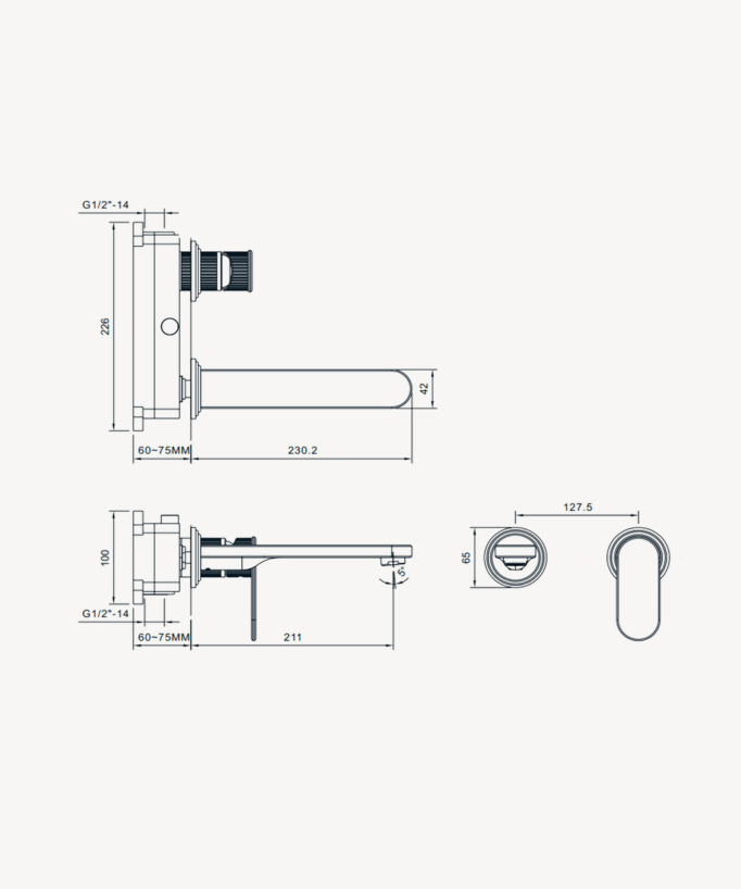 Wall-mounted basin mixer – Brushed Nickel – Hera