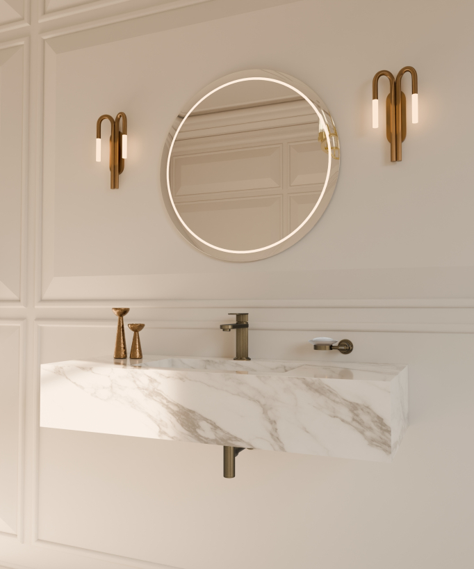 Basin mixer tap (deck-mounted) – Bronze – Hera