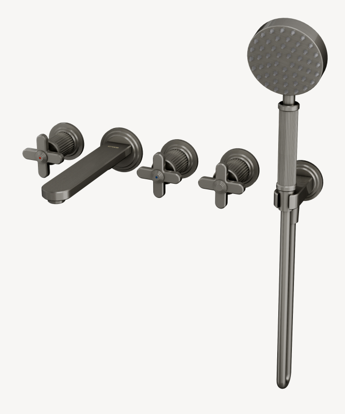 Concealed bathtub mixer (two-handle) – Brushed Nickel – Hera