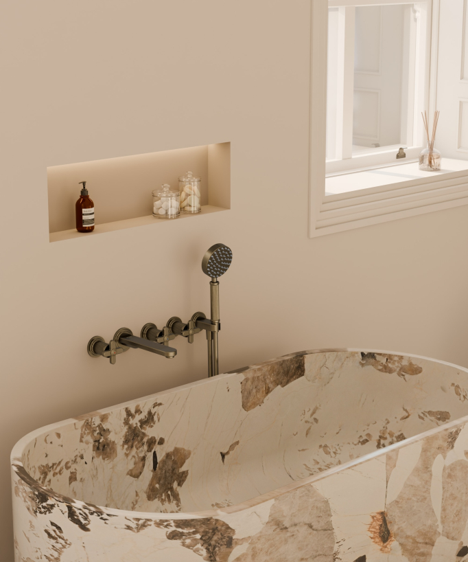 Concealed bathtub mixer (two-handle) – Bronze – Hera