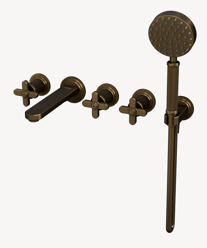 Concealed bathtub mixer (two-handle) – Bronze – Hera