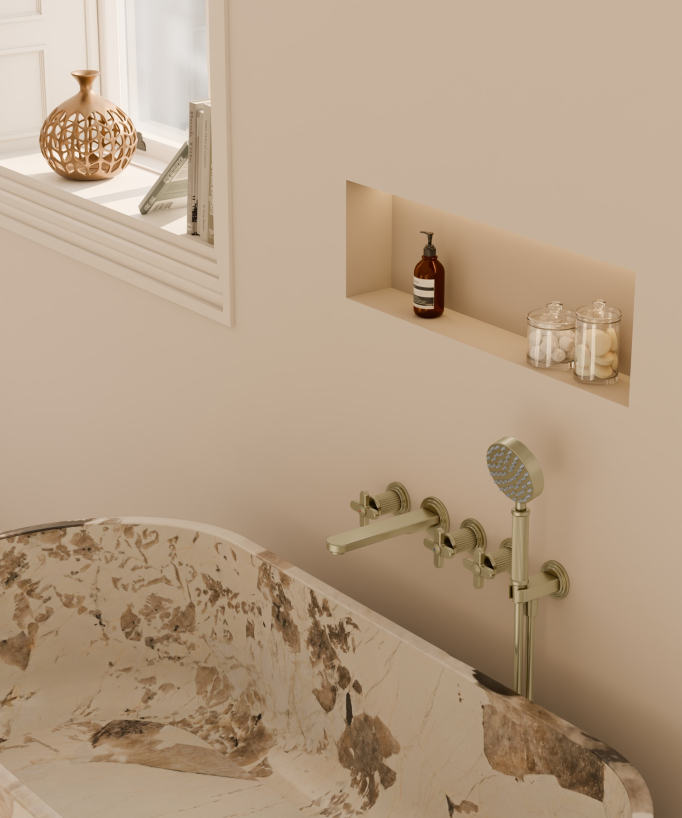 Concealed Bath Mixer - Brushed Gold - Hera