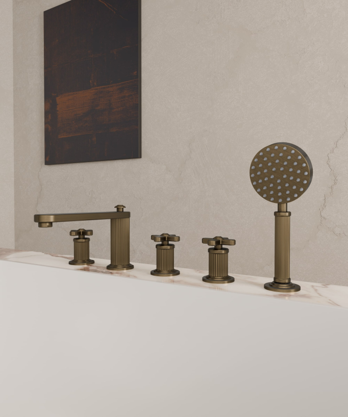 5-hole deck-mounted bath-shower mixer – Bronze – Hera