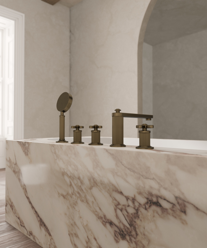 5-hole deck-mounted bath-shower mixer – Bronze – Hera
