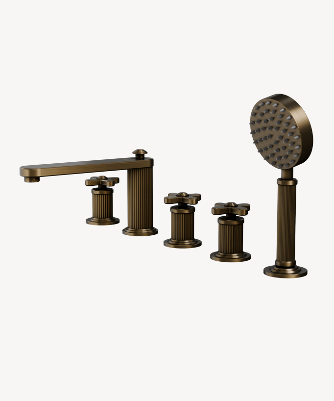5-hole deck-mounted bath-shower mixer – Bronze – Hera