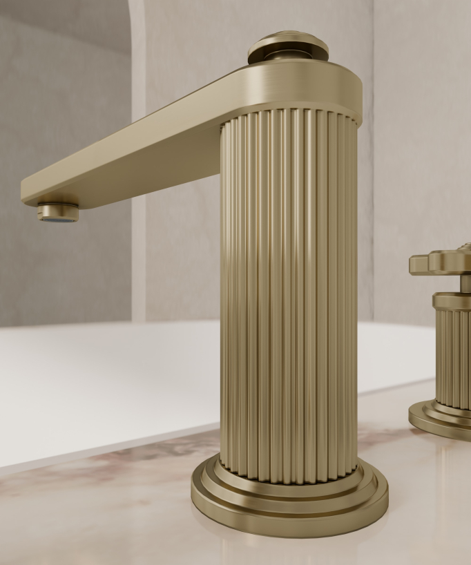 5-Hole Deck-Mounted Bath-Shower Mixer - Brushed Gold - Hera