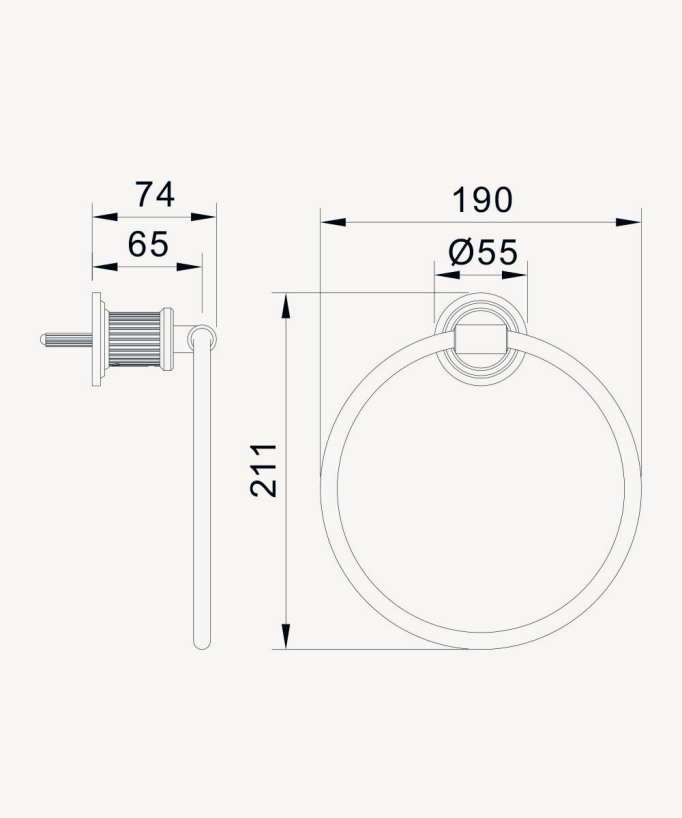 Wall-mounted towel ring – Brushed Nickel – Hera