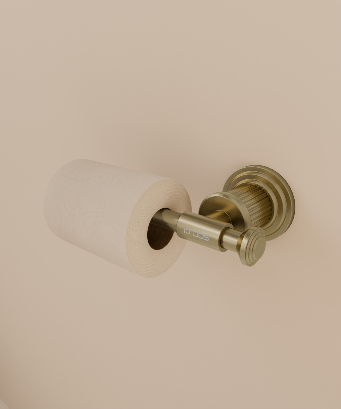 Hera Wall-Mounted Toilet Roll Holder - Brushed Gold