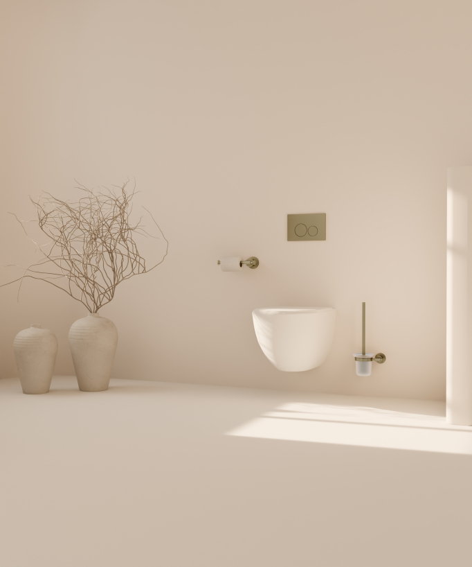 Hera Wall-Mounted Toilet Brush Holder - Brushed Gold
