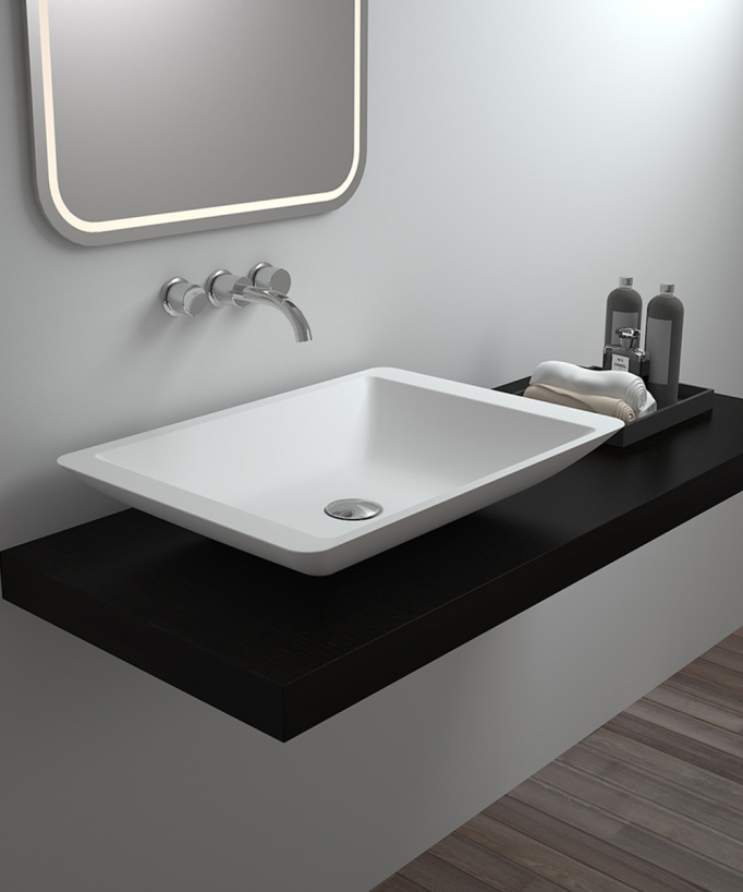 Niari Rectangular Countertop Basin - Matte White