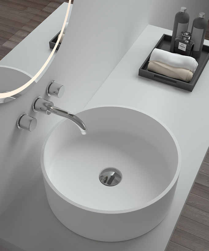 Makoua Round Countertop Basin - Matte White