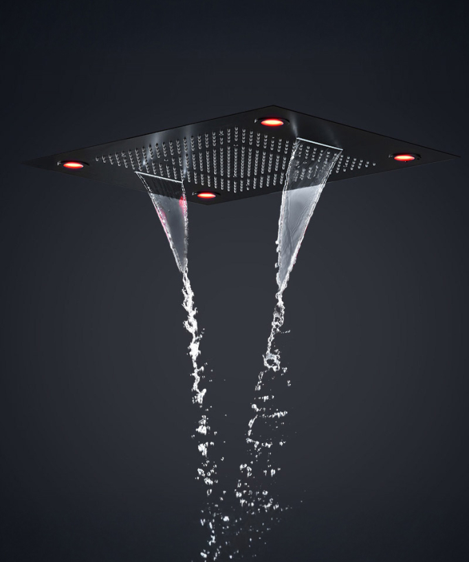 Black Multifunction Thermostatic LED Shower Set - 600x800 mm