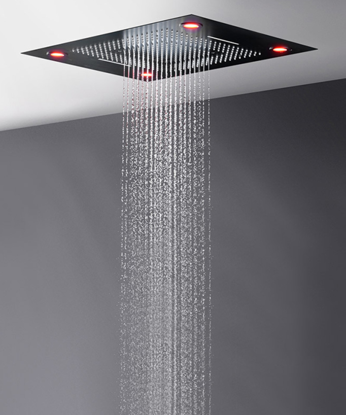 Black Multifunction Thermostatic LED Shower Set - 600x800 mm