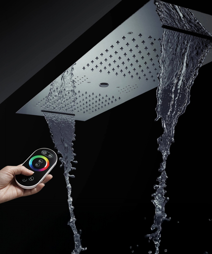 Modern Thermostatic Shower Set - Chrome - 900x300 mm LED Rain Shower, 3 Body Jets