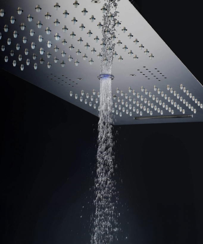 Modern Thermostatic Shower Set - Chrome - 900x300 mm LED Rain Shower, 3 Body Jets
