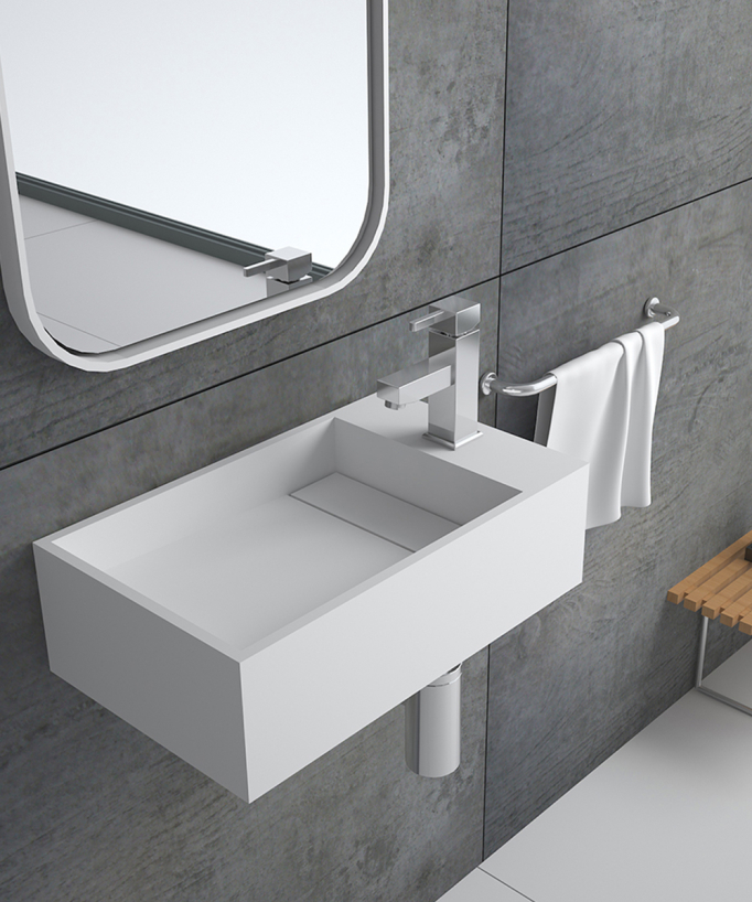 Gemena Wall-Hung Hand Basin - Matte White