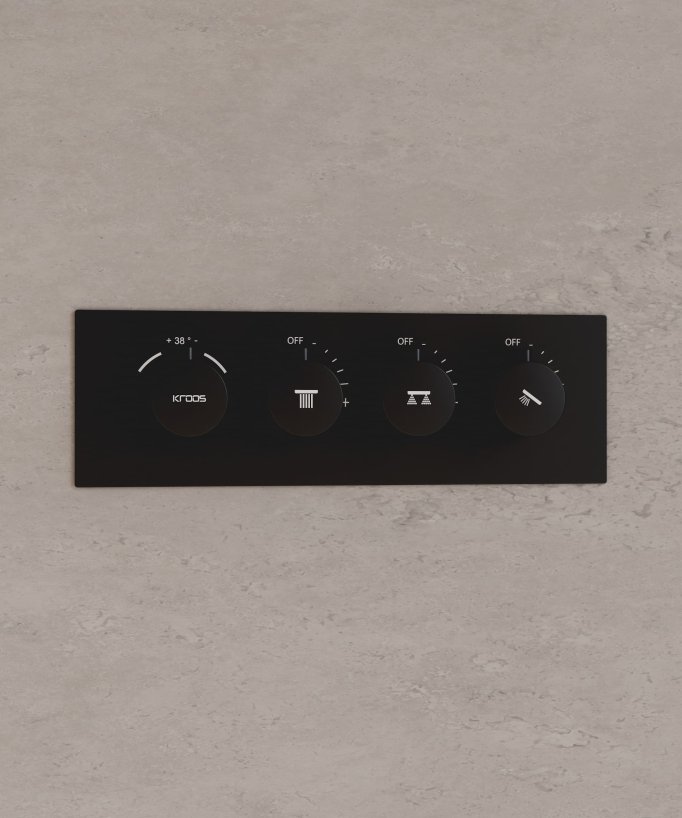 Black Ceiling-Concealed Thermostatic Shower Set with LED