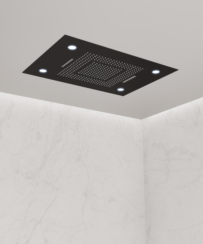 Black Multifunction Thermostatic LED Shower Set - 600x800 mm