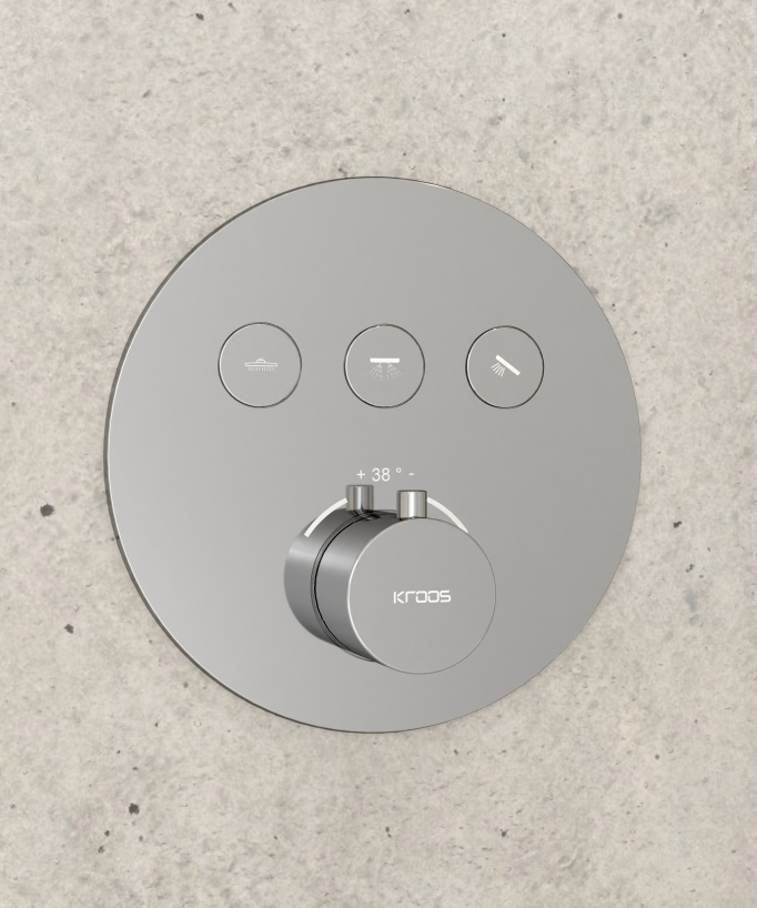 Thermostatic Shower Pack with Round Concealed Head - Chrome