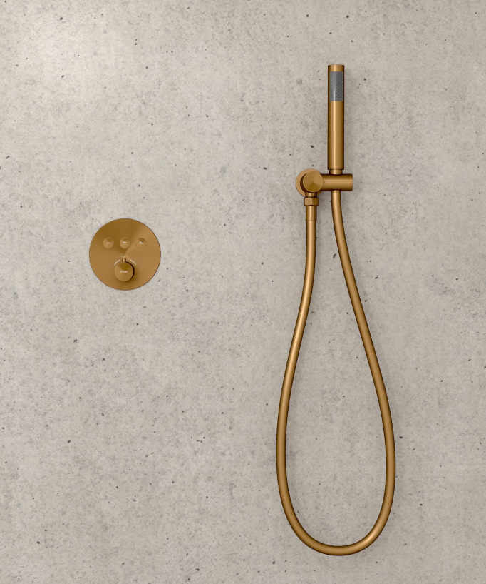 Thermostatic Shower Pack with Round Concealed Head - Brushed Rose Gold