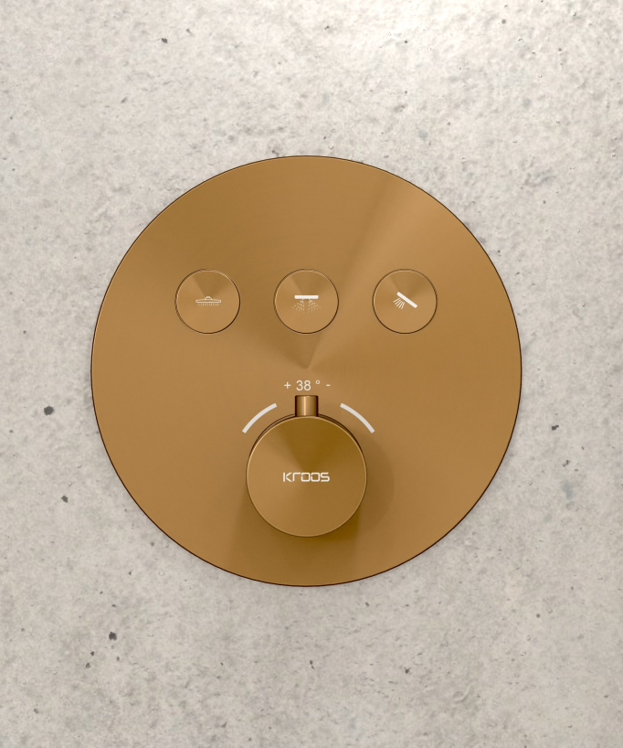 Thermostatic Shower Pack with Round Concealed Head - Brushed Rose Gold