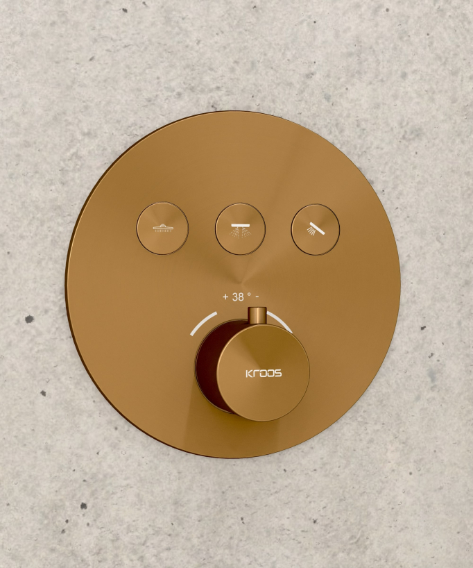 Thermostatic Shower Pack with Round Concealed Head - Brushed Rose Gold