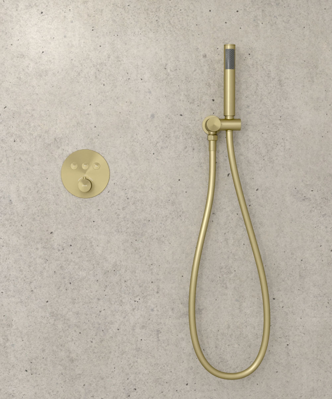 Thermostatic Shower Pack with Round Concealed Head - Brushed Gold