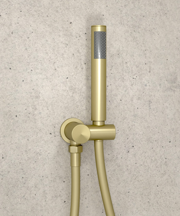 Thermostatic Shower Pack with Round Concealed Head - Brushed Gold