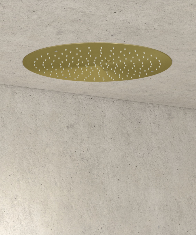 Thermostatic Shower Pack with Round Concealed Head - Brushed Gold