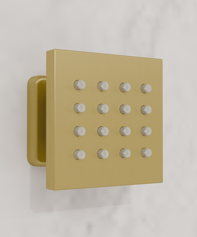 Multifunction Thermostatic LED Shower Set - Brushed Gold - 600x800 mm