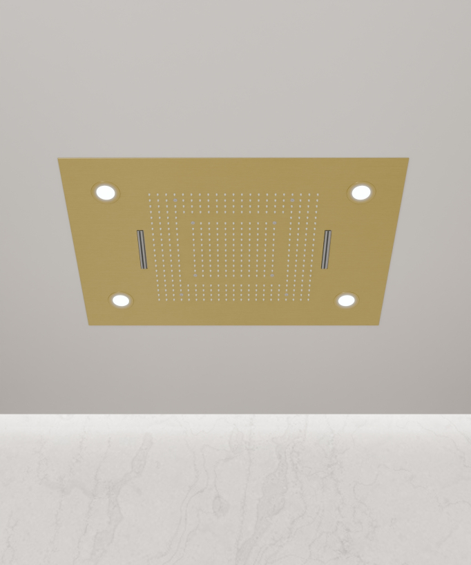 Multifunction Thermostatic LED Shower Set - Brushed Gold - 600x800 mm