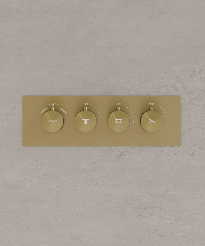 Ceiling-Concealed Thermostatic LED Shower Set - Brushed Gold