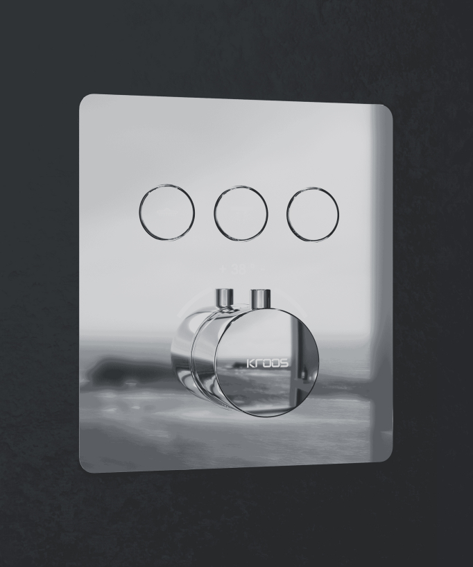 Thermostatic Shower Pack with LED Ceiling-Concealed Rain Head - Chrome - Sirius