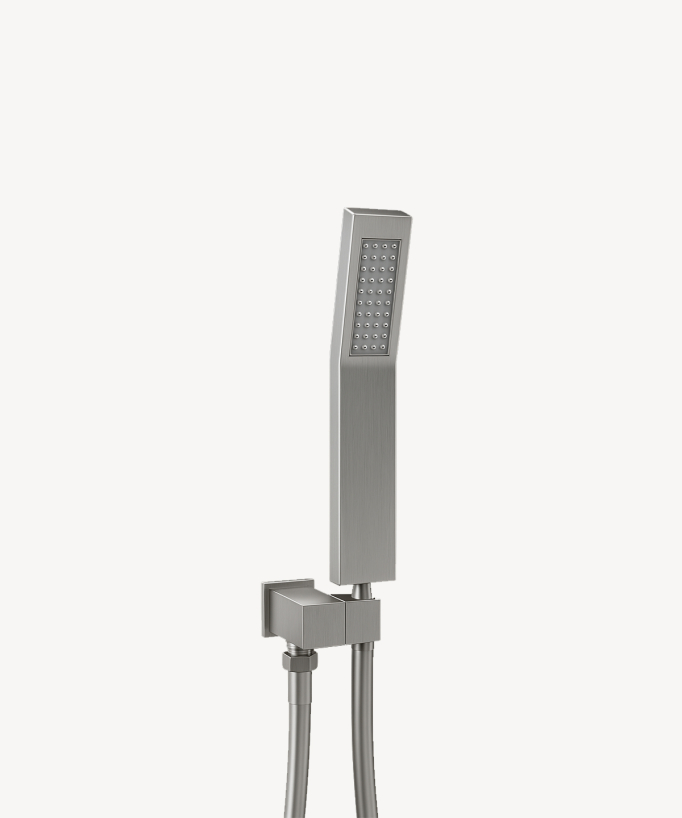 Concealed thermostatic shower set with ceiling-mounted LED rainfall head (brushed nickel) – Sirius