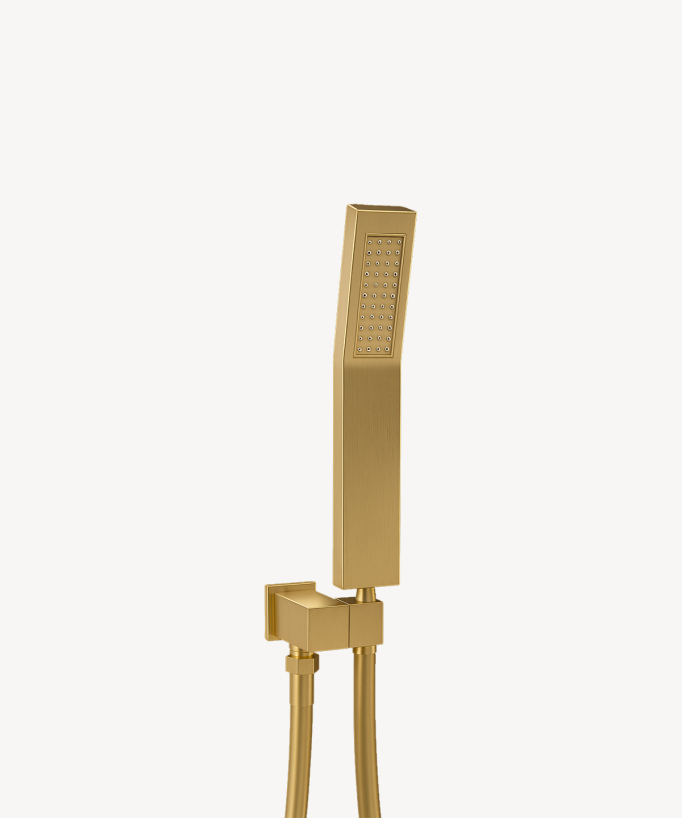 Concealed thermostatic shower set with ceiling-mounted LED rainfall head (brushed gold) – Sirius