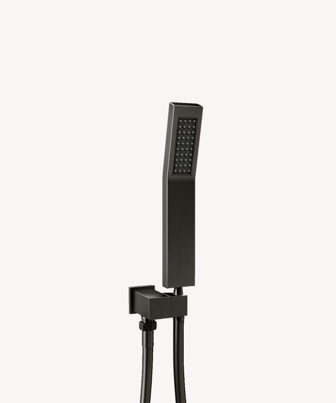 Concealed thermostatic shower set with ceiling-mounted LED rainfall head (gunmetal) – Sirius