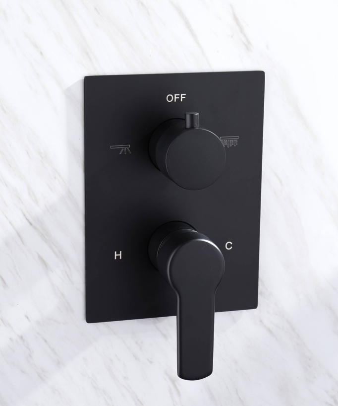 Black Matt Concealed Rain Shower System - LED Lighting