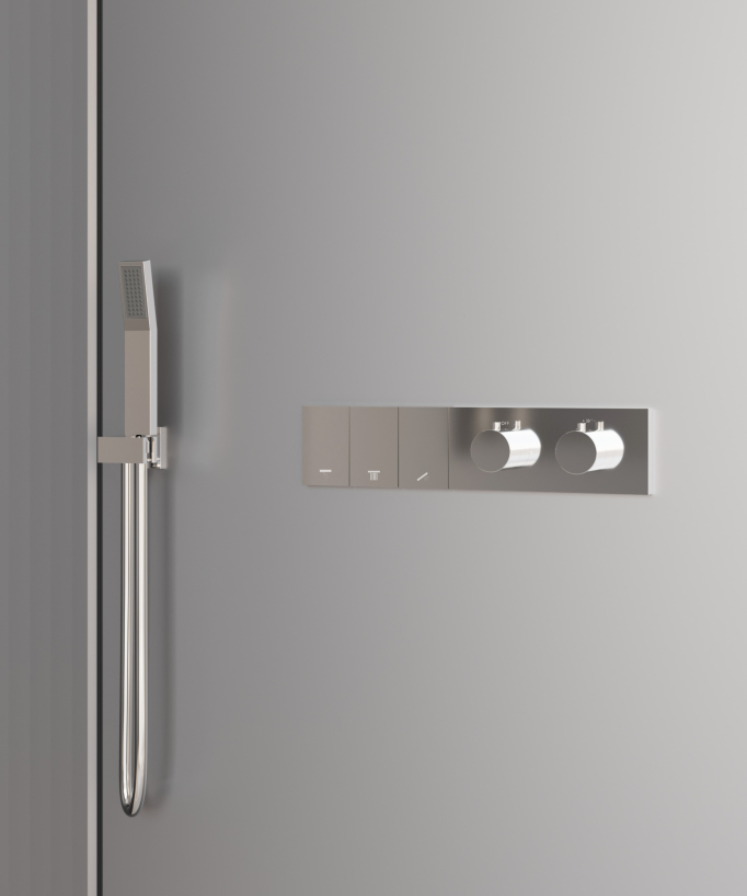 Thermostatic Shower Set with Circular Waterfall, Rain Bands & Side Jets - Chrome