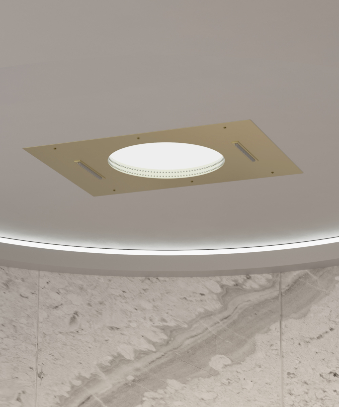 Thermostatic Shower Set with Circular Waterfall, Rain Bands & Side Jets - Brushed Gold