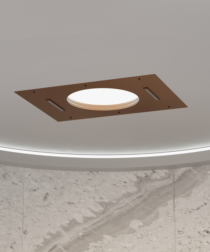 Thermostatic Shower Set with Circular Waterfall, Rain Bands & Side Jets - Brushed Rose Gold