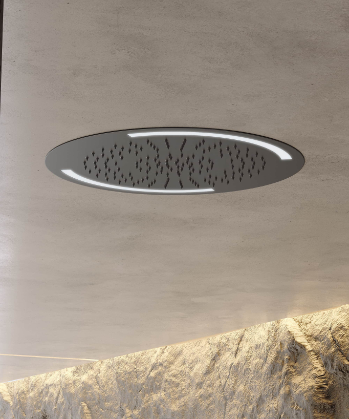 Thermostatic Shower Set with Round LED Rain Shower Head - Gunmetal - Corbeau