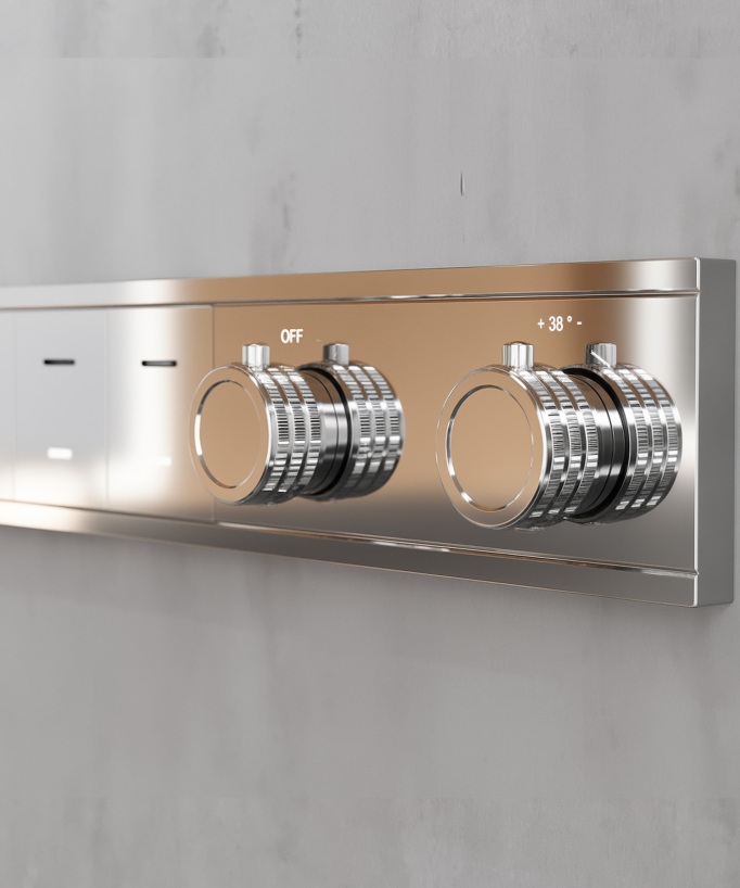 Thermostatic Shower Set with 70x70 cm Multi-Function LED Rain Shower Head - Chrome