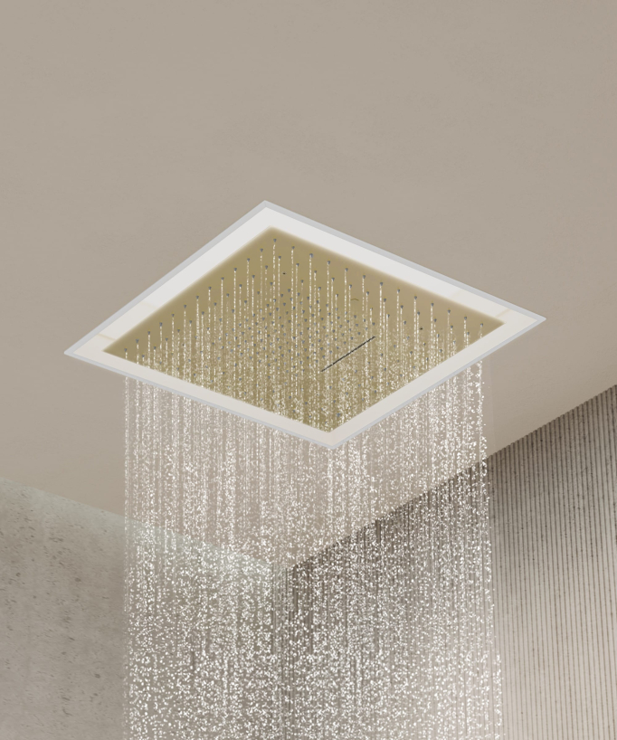 LED Wellness Thermostatic Shower Mixer Set - Brushed Gold - Sirius
